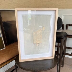 Framed Beige Abstract Art Glass Piece